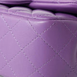 CHANEL Handbag Purple 22s Purple Lambskin Quilted Mini Rectangular Single Flap - Redeluxe