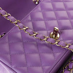 CHANEL Handbag Purple 22s Purple Lambskin Quilted Mini Rectangular Single Flap - Redeluxe