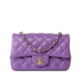 CHANEL Handbag Purple 22s Purple Lambskin Quilted Mini Rectangular Single Flap - Redeluxe