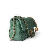 CHANEL Handbag Purple 23C Green Lambskin Quilted Mini Pearl Crush Antique Gold Hardware - Redeluxe