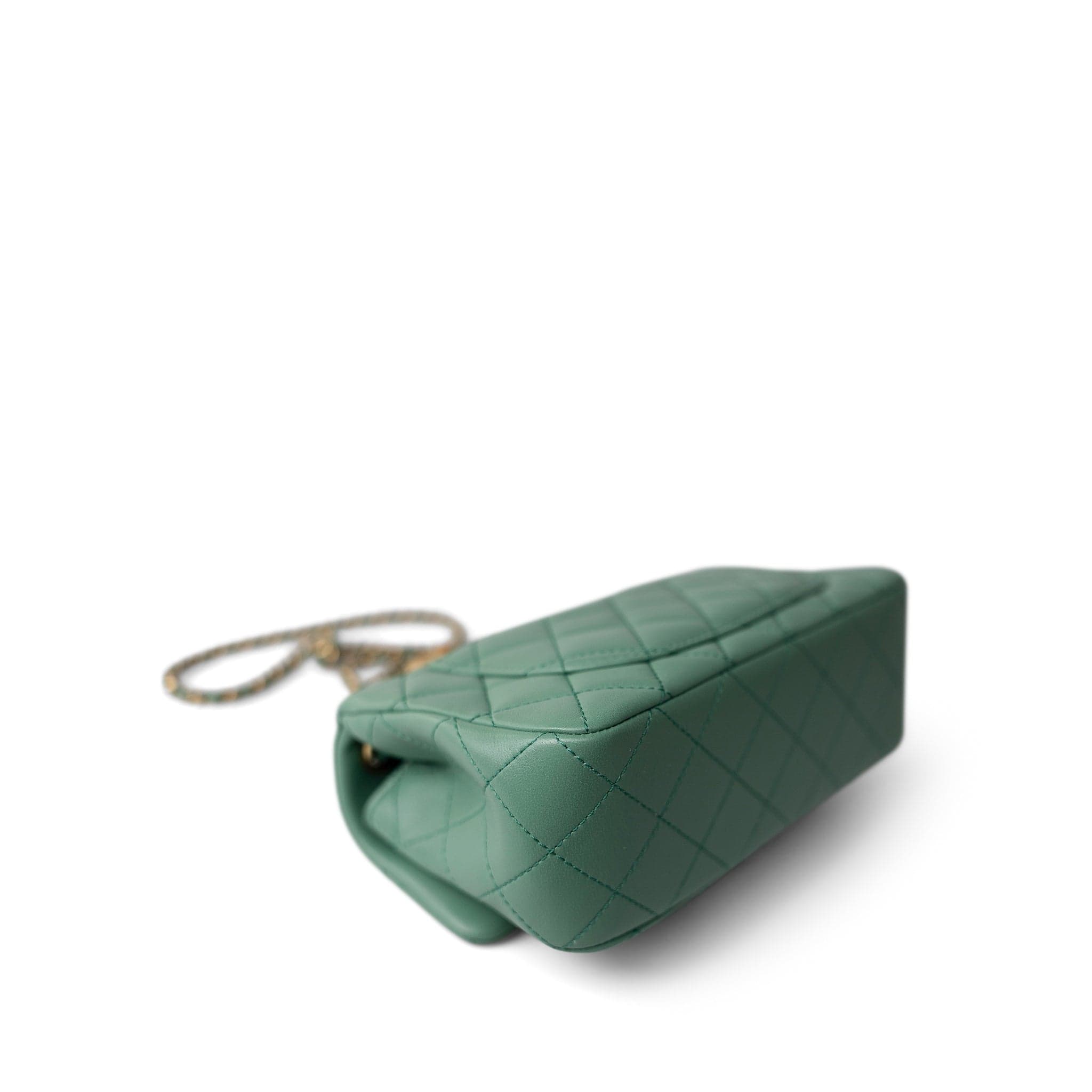 CHANEL Handbag Purple 23C Green Lambskin Quilted Mini Pearl Crush Antique Gold Hardware - Redeluxe