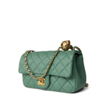 CHANEL Handbag Purple 23C Green Lambskin Quilted Mini Pearl Crush Antique Gold Hardware - Redeluxe