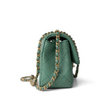 CHANEL Handbag Purple 23C Green Lambskin Quilted Mini Pearl Crush Antique Gold Hardware - Redeluxe