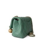 CHANEL Handbag Purple 23C Green Lambskin Quilted Mini Pearl Crush Antique Gold Hardware - Redeluxe