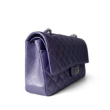 CHANEL Handbag Purple 23P Metallic Purple Lambskin Quilted Classic Flap Medium Silver Hardware - Redeluxe