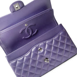 CHANEL Handbag Purple 23P Metallic Purple Lambskin Quilted Classic Flap Medium Silver Hardware - Redeluxe