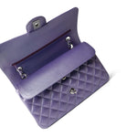 CHANEL Handbag Purple 23P Metallic Purple Lambskin Quilted Classic Flap Medium Silver Hardware - Redeluxe