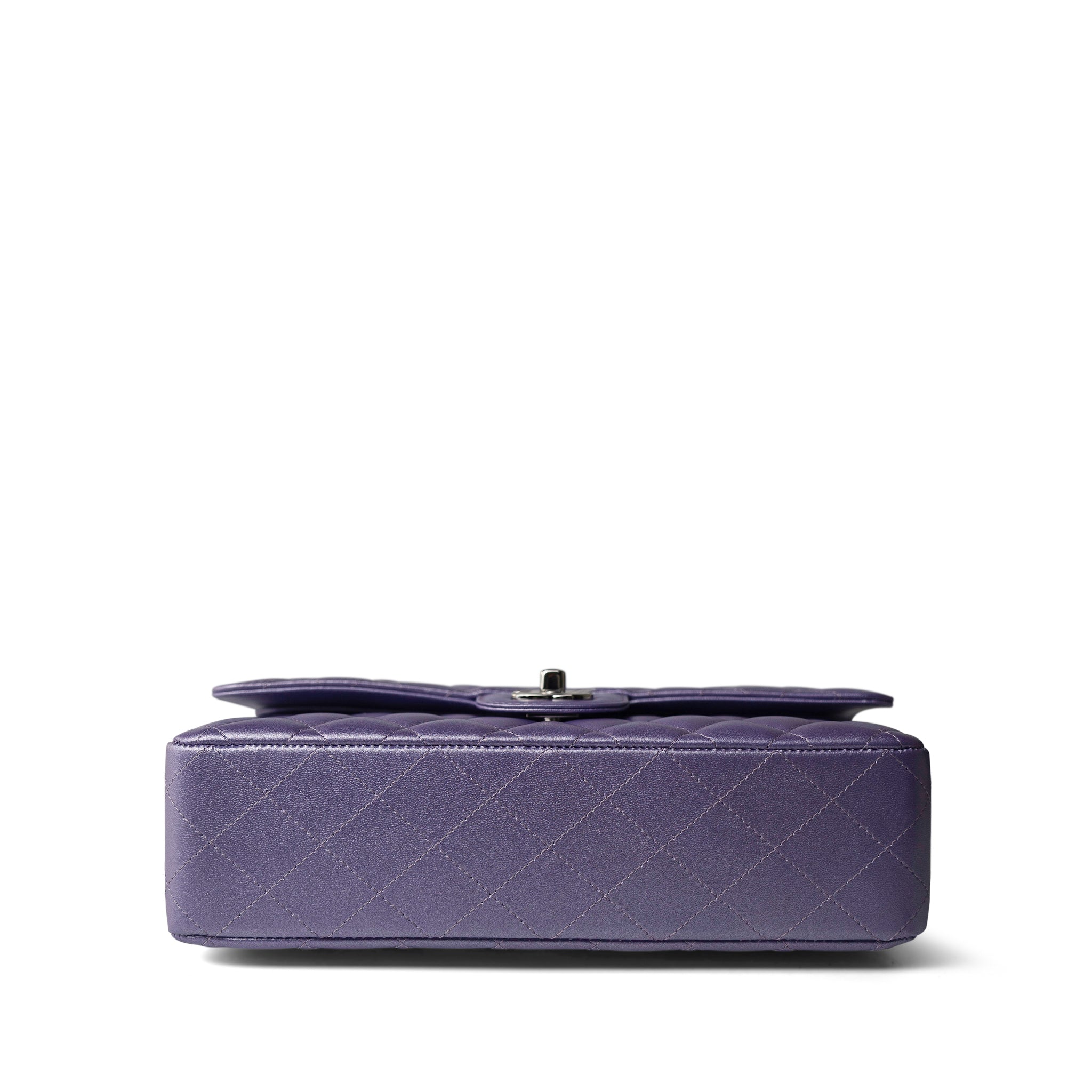 CHANEL Handbag Purple 23P Metallic Purple Lambskin Quilted Classic Flap Medium Silver Hardware - Redeluxe