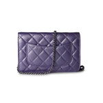 CHANEL Handbag Purple Purple Iridescent Lambskin Quilted Wallet on Chain / WOC Light Gold Hardware - Redeluxe