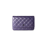 CHANEL Handbag Purple Purple Iridescent Lambskin Quilted Wallet on Chain / WOC Light Gold Hardware - Redeluxe