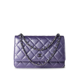 CHANEL Handbag Purple Purple Iridescent Lambskin Quilted Wallet on Chain / WOC Light Gold Hardware - Redeluxe