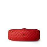 CHANEL Handbag Red Red Grained Calfskin XXL Travel Flap Bag Light Gold Hardware - Redeluxe