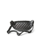 CHANEL Handbag Silver Metallic Calfskin Quilted Banane Waist Bag Bumbag Ruthenium Hardware - Redeluxe