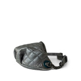 CHANEL Handbag Silver Metallic Calfskin Quilted Banane Waist Bag Bumbag Ruthenium Hardware - Redeluxe