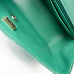 CHANEL Handbag Single flap / Green 22A Iridescent Green Lambskin Quilted Mini Rectangular Single Flap Light Gold Hardware - Redeluxe