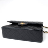 CHANEL Handbag Small Black Caviar Quilted Classic Flap Gold Hardware - Redeluxe