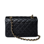 CHANEL Handbag Small Black Caviar Quilted Classic Flap Gold Hardware - Redeluxe