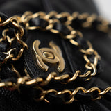 CHANEL Handbag Small Black Caviar Quilted Classic Flap Gold Hardware - Redeluxe