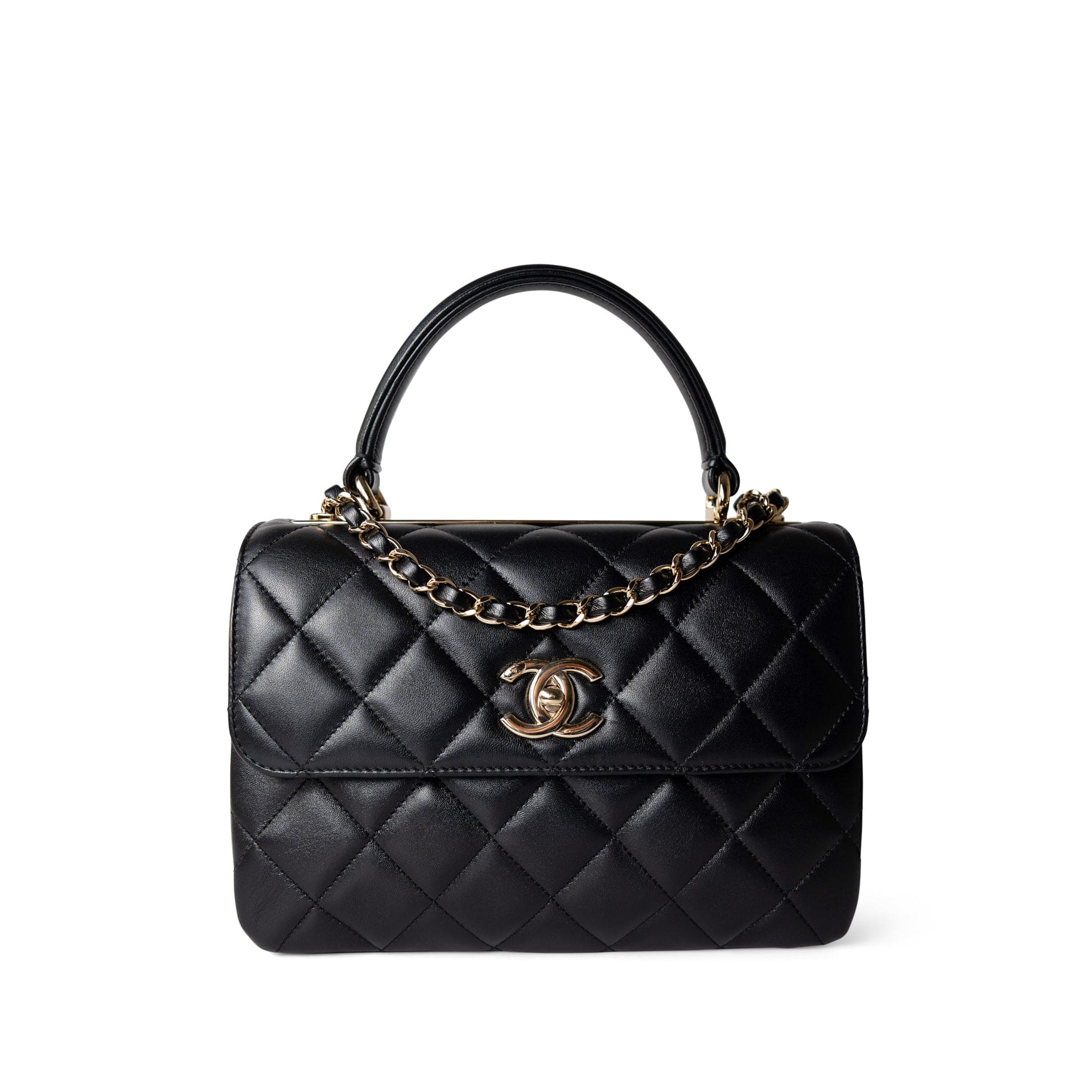 CHANEL Handbag Trendy CC / Black Trendy CC Black Lambskin Quilted Small Light Gold Hardware - Redeluxe