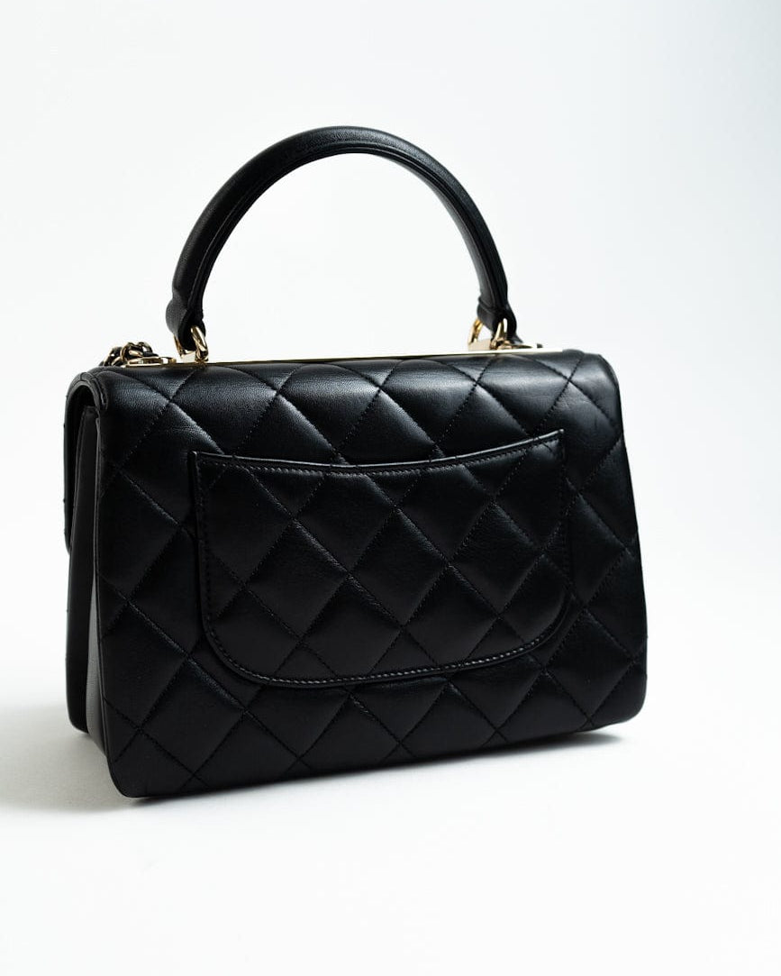 CHANEL Handbag Trendy CC Small Black Lambskin Quilted LGHW - Redeluxe