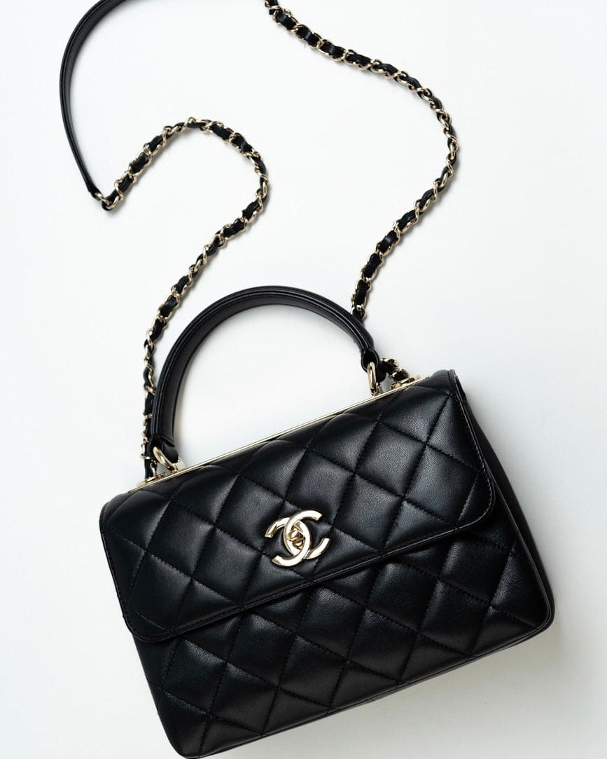 CHANEL Handbag Trendy CC Small Black Lambskin Quilted LGHW - Redeluxe