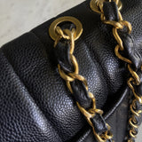 CHANEL Handbag Vintage Black Caviar Jumbo GHW - Redeluxe