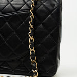 CHANEL Handbag Vintage Black / Turquoise Lambskin Quilted Classic Flap Medium AGHW - Redeluxe