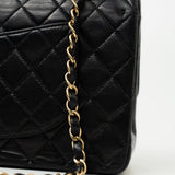 CHANEL Handbag Vintage Black / Turquoise Lambskin Quilted Classic Flap Medium AGHW - Redeluxe