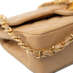 CHANEL Handbag Vintage Dark Beige Lambskin Quilted Classic Flap Small Gold Hardware - Redeluxe