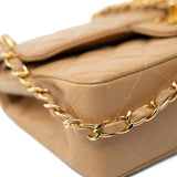 CHANEL Handbag Vintage Dark Beige Lambskin Quilted Classic Flap Small Gold Hardware - Redeluxe