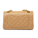 CHANEL Handbag Vintage Dark Beige Lambskin Quilted Classic Flap Small Gold Hardware - Redeluxe