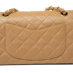 CHANEL Handbag Vintage Dark Beige Lambskin Quilted Classic Flap Small Gold Hardware - Redeluxe