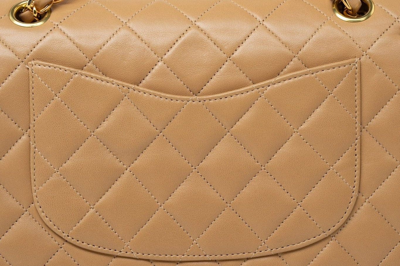 CHANEL Handbag Vintage Dark Beige Lambskin Quilted Classic Flap Small Gold Hardware - Redeluxe