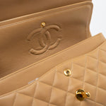 CHANEL Handbag Vintage Dark Beige Lambskin Quilted Classic Flap Small Gold Hardware - Redeluxe