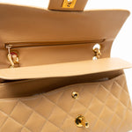 CHANEL Handbag Vintage Dark Beige Lambskin Quilted Classic Flap Small Gold Hardware - Redeluxe