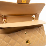 CHANEL Handbag Vintage Dark Beige Lambskin Quilted Classic Flap Small Gold Hardware - Redeluxe