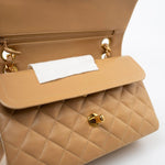 CHANEL Handbag Vintage Dark Beige Lambskin Quilted Classic Flap Small Gold Hardware - Redeluxe