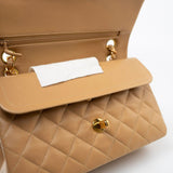 CHANEL Handbag Vintage Dark Beige Lambskin Quilted Classic Flap Small Gold Hardware - Redeluxe