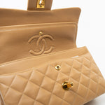 CHANEL Handbag Vintage Dark Beige Lambskin Quilted Classic Flap Small Gold Hardware - Redeluxe