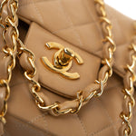 CHANEL Handbag Vintage Dark Beige Lambskin Quilted Classic Flap Small Gold Hardware - Redeluxe