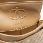 CHANEL Handbag Vintage Dark Beige Lambskin Quilted Classic Flap Small Gold Hardware - Redeluxe