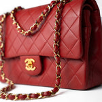 CHANEL Handbag Vintage Red Lambskin Quilted Classic Flap Medium Gold Hardware - Redeluxe