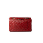 CHANEL Handbag Vintage Red Lambskin Quilted Classic Flap Medium Gold Hardware - Redeluxe