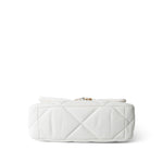 CHANEL Handbag White / 19 22S White Lambskin Quilted 19 Flap Small Reverse Mixed Hardware - Redeluxe