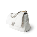 CHANEL Handbag White / 19 22S White Lambskin Quilted 19 Flap Small Reverse Mixed Hardware - Redeluxe