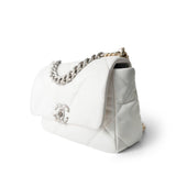 CHANEL Handbag White / 19 22S White Lambskin Quilted 19 Flap Small Reverse Mixed Hardware - Redeluxe