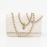 CHANEL Handbag White 22C White Caviar Quilted Wallet On Chain WOC Light Gold Hardware - Redeluxe