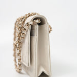 CHANEL Handbag White 22C White Caviar Quilted Wallet On Chain WOC Light Gold Hardware - Redeluxe