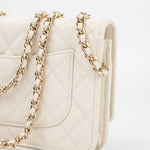 CHANEL Handbag White 22C White Caviar Quilted Wallet On Chain WOC Light Gold Hardware - Redeluxe