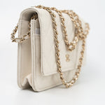 CHANEL Handbag White 22C White Caviar Quilted Wallet On Chain WOC Light Gold Hardware - Redeluxe